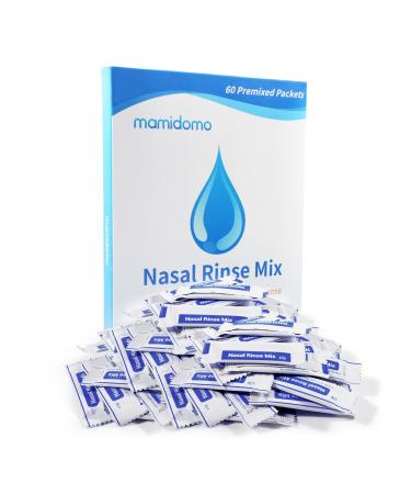 mamidomo 4.5g 60 Nasal Rinse Packets Neti Pot Salt Packets Individually Wrapped Packets for Saline Packets Nasal Rinse Salt Packets Allergy Relief Saline Solution for Neti Pots Sinus Relief