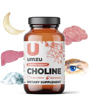 UMZU Choline Supplement for Cognitive & Hormonal Support - 30 Day Supply (90 Capsules) - Buy Online on GoSupps.com