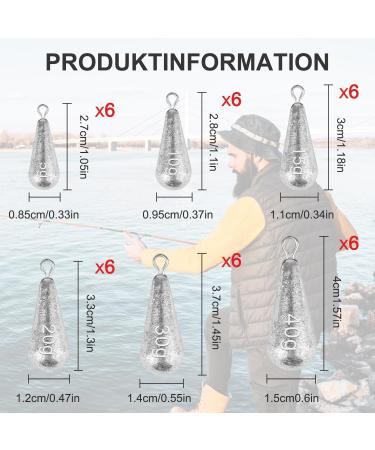 Fzyisw 720g Drop Shape Fishing Weight Kit - 36 pcs Lead Fishing Set for Outdoors - 5g to 40g Pear Lifting Weights - Buy Online on GoSupps.com