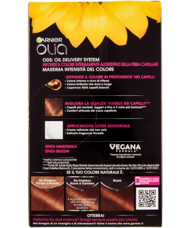 Garnier Olia Permanent Hair Dye Colour 5.35 Brown Chocolate without Ammonia Delicate Fragrance with Flower Oils of Natural Origin 5 Colours - Buy Online on GoSupps.com