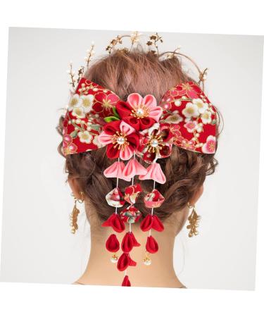 Amosfun Japanese Style Hairpin Hairbands for Womens Hair Flower Hair Clip Kanzashi Hair Barrettes Hair Pin Girls Barrettes for Hair Japanese-style Headdress Clothing Alloy Miss Kimono 16x12cm Red - Buy Online on GoSupps.com