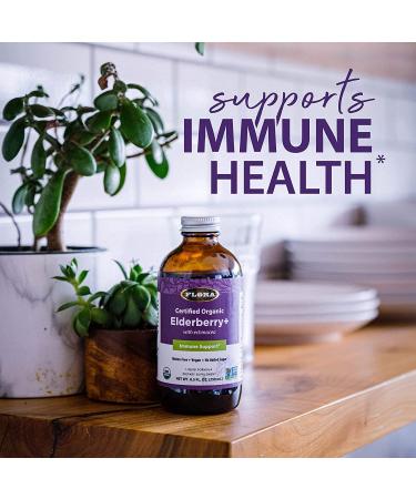 Flora Organic Elderberry & Echinacea Immune Support - 8.5 fl oz (250 ml) - Buy Online on GoSupps.com