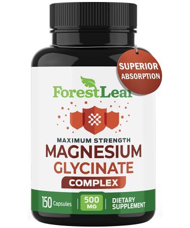 Magnesium Glycinate 500mg Complex - Magnesium Supplement Capsules for Sleep and Calmness - Non-GMO 3rd Party Tested - 150 Pills for Women & Men by ForestLeaf