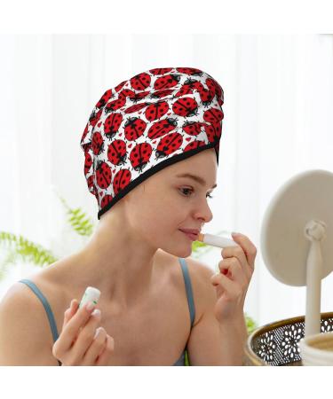 Floral Doodle Ladybird Microfiber Hair Towel - Super Absorbent Coral Velvet Wrap for Long Curly & Thick Hair - Quick Dry for Women - Buy Online on GoSupps.com
