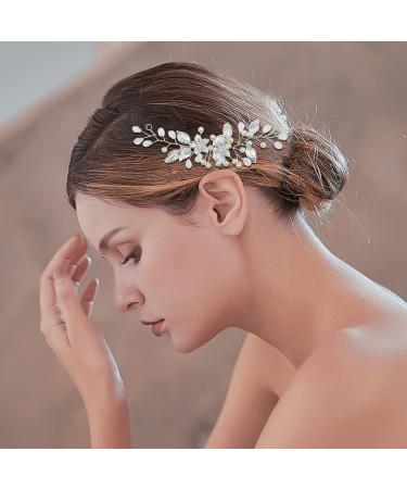 DonLeeving Bride Wedding Hair Vine Silver Bridal Flower Headband Leaf Hair Dress Pearl Hair Accessories for Women and Girls 15cm x4.5cm - Buy Online on GoSupps.com