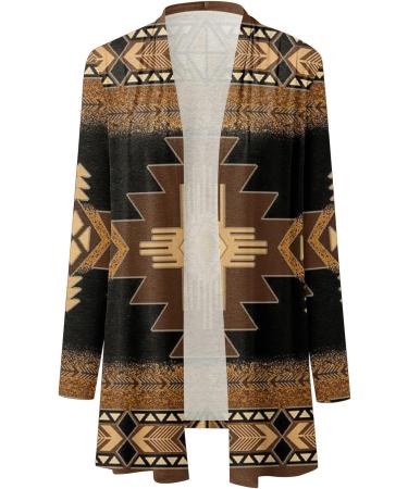 Apfopard Women Aztec Print Long Sleeve Cardigan - X-Large, Brown - Buy Online on GoSupps.com