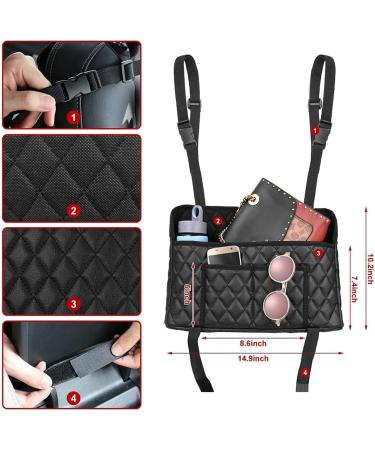 NganSuRong Car Net Pocket Handbag Seat Organiser | PU Leather Holder | Car Storage Tidy Pocket Bag for Baby Kids | Black - Buy Online on GoSupps.com