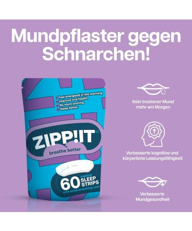 Shop Zipit Mouthpasters Sleep - 60 Adhesive Mouth Tapes for Snoring Relief | Optimized Fit for a Quiet Night - Buy Online on GoSupps.com