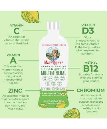 Nighttime Liquid Multimineral Supplement - Sugar Free Sleep Support for Adults & Kids - Magnesium, Calcium & MSM - Lemonade Flavor - Vegan & Gluten Free | 32 Servings - Buy Online on GoSupps.com