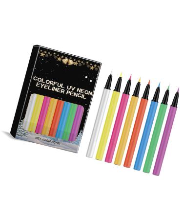 Ensemble d ' eye-liners liquides UV 8 couleurs crayon d ' eye-liners r sistant l ' eau pour adultes et amateurs de f te facile appliquer doublure liquide r active UV