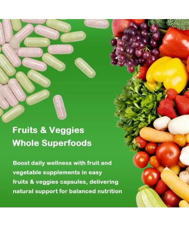 Vespecial Fruit and Veggies Supplement Whole Food Natural Superfoods Ingredients with 34 Fruits and Vegetables 180 Total Vegetarian Capsules with Vitamins and Minerals Soy Free Non-GMO - Buy Online on GoSupps.com