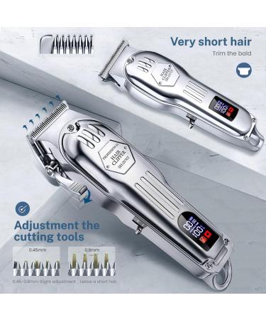 KIKIDO Hair Clippers Professional Cordless for Men Trimmer Beard Kits Men's Grooming Set with LCD Display Electric Shavers Razor for Barber Grooming Family Home (Sliver-3) - Buy Online on GoSupps.com