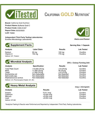 California Gold Nutrition Buffered Gold C Non-Acidic Vitamin C Supplement - 750mg - 240 Veggie Capsules - Buy Online on GoSupps.com