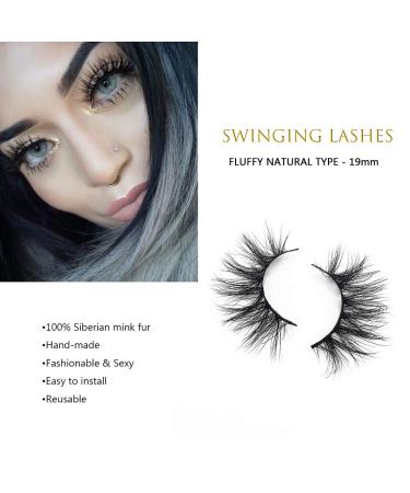 SWINGINGHAIR 3D Mink Eyelashes 19mm - Hand-made Natural False Lashes for Fluffy Volume - 1 Pair - Buy Online on GoSupps.com