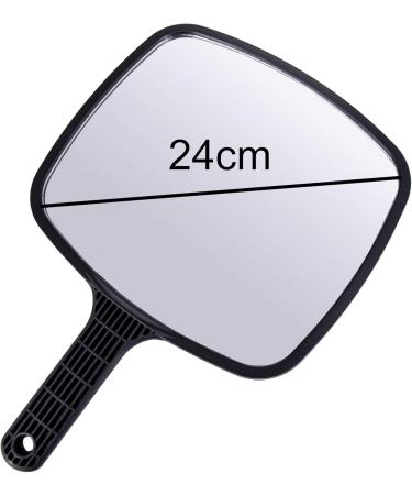 Poniks Portable Black Professional Hairdressing Mirror with Handle - 24 cm Rectangular Ideal for Salon Hairdressers | International Shipping Available - Buy Online on GoSupps.com
