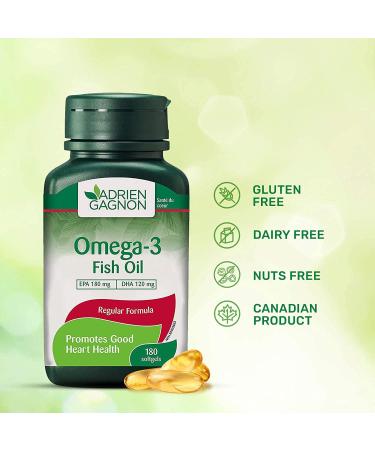 Adrien Gagnon - Omega 3 Fish Oil 1000mg 180 Softgels 180mg EPA and 120mg DHA Supplements for Heart Health and Brain Support Premium Fish Oil Vitamins for Adults and Kids - Buy Online on GoSupps.com