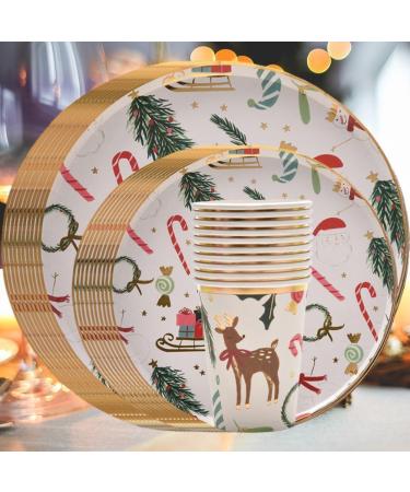Christmas Party Tableware Set 10 Set Christmas Paper Plates and Cups Set Santa Claus Tableware Christmas Theme Party Decor - Buy Online on GoSupps.com