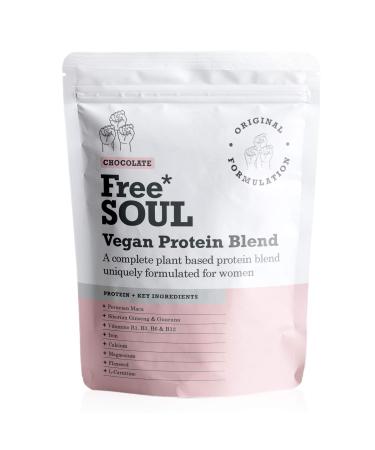 Free Soul Vegan Protein Powder for Women | 20 Servings | 20g Protein | Added Superfoods & Vitamins | Gluten & Soy Free Plant Based Protein Shake | Pea and Hemp Isolate Protein | 1.32Lb (Chocolate)