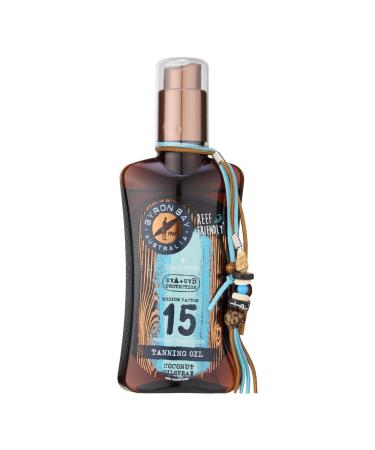 Byron Bay Australia Fast Bronzing Tanning Oil SPF 15 Spray - UVA & UVB Instant Protection Non-Greasy Water-Resistant with Vitamin E & Aloe Vera Coconut Scent 200ml