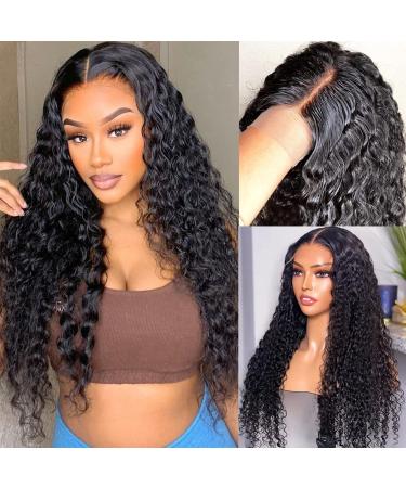 22 inch Glueless Water Wave Lace Front Human Hair Wig for Black Women - Pre Plucked with Baby Hair, Transparent Lace Closure, Curly Style - Full and Natural Look - Buy Online on GoSupps.com
