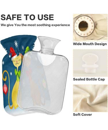 Cartoon Christmas Cats Hot Water Bottle | Soft Fleece Cover | 2L Warm Compress for Pain Relief - Buy Online on GoSupps.com