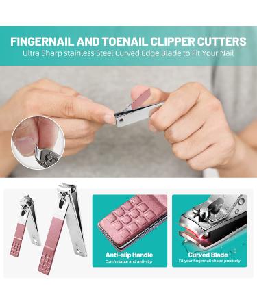 Professional Podiatrist-Approved Large Nail Clippers for Thick & Ingrown Toenails - Stainless Steel Pedicure Tool Set for Men, Women & Seniors - Sharp Curved Blade for Precise Grooming (Pink) - Buy Online on GoSupps.com