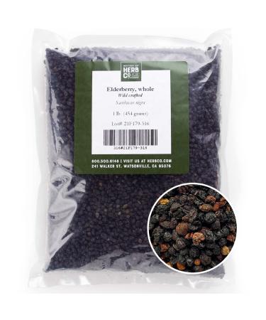 Monterey Bay Herbo Co Elderberries CERTIFIED ORGANIC 1 LB Bag  Whole 100% NATURAL (Sambucus nigra)