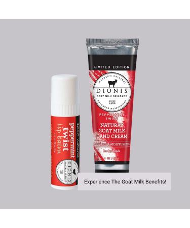 Dionis - Goat Milk Skin Care Peppermint Twist Scented Lotion (8.5 oz) and Hand Cream & Lip Balm Set (1 oz and .28 oz) Bundle - Made in the USA - Cruelty-free and Paraben-free - Buy Online on GoSupps.com