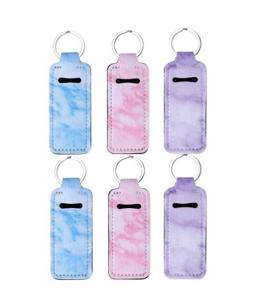 Prasacco 6 Pieces Marble Chapstick Holder Keychain Lipstick Holder for Women Lip Balm Holder for Lipstick Chapstick Sleeve Pouch Lip Gloss Pocket for Chapstick Tracker Safeguard Travel Accessories