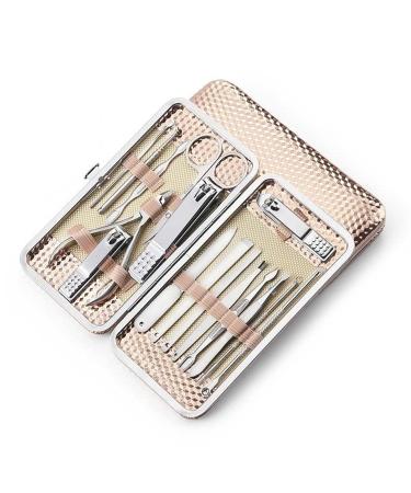 OPKDE 16 Piece set Nail Manicure Tools Nails Toe Clipper Scissors Trimmer Pedicure Kit Stainless Steel Tools for Paronychia(Black)