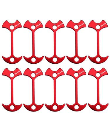 10pcs Fishbone Tent Stakes Pegs Lengthen Deck Nail Anchor Stopper Guyline Tensioner Camping Accessories(Red)