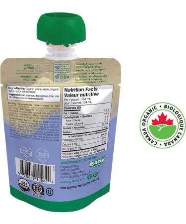 Baby Gourmet Organic Puree Baby Food Pouches - Simply Prune - No Added Sugar or Salt Non GMO No Fillers Gluten Free Kosher (128ml) 12-Pack Simply Prune 128ml (12-Pack) - Buy Online on GoSupps.com