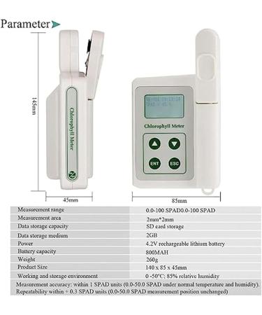 Portable Chlorophyll Meter Machine Hand-held Chlorophyll Analyzer Chlorophyll Meterminimum Measurement Interval is Less Than 5 Seconds for Testing Plant Chlorophyll - Buy Online on GoSupps.com