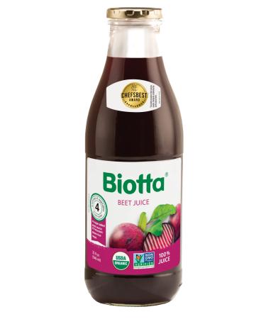 Biotta Organic Beet Juice - 100% Natural Beetroot Superfood - Helps Support Blood Pressure Brain Stamina & Energy - Natural Nitric Oxide & Potassium Booster - Gluten Free (32 Fl Oz Pk of 4)