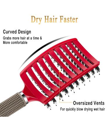 KTKUDY Detangling Hair Brush - Boar Bristle, Tangle-Free Design for Kids, Women, Men - Wet & Dry Hair - Smooth, Magical Pain-Free Styling (Red) - Buy Online on GoSupps.com
