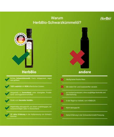 Herbbio Black Cumin Oil Cold-Pressed 3x250ml | 100% Natural Black Seed Oil | Raw Food Quality | Made in Germany - Buy Online on GoSupps.com