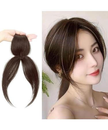 Clip in Hair Pieces for Women Side Parted Hair Clip In Fringe Toppers for Real Human Hair 360 Cover Pieces Wispy Fake Bangs Fringe Clip In Hair Extensions for Women Daily Wear Dark Brown - Buy Online on GoSupps.com