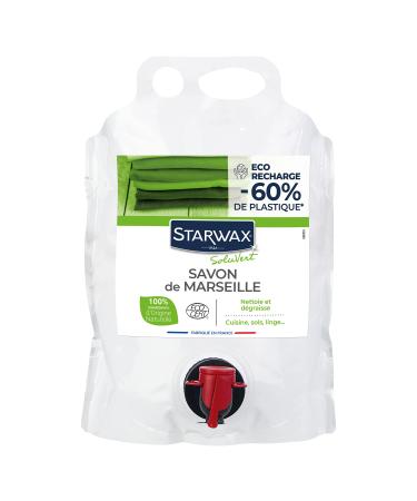 STARWAX SOLUVERT Eco Refill Liquid Marseille Soap Multi Purpose Cleans Removes Degreases and Preserves Colours Ecocert Certified Made in France 3 L
