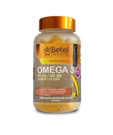 Betel Natural Premium Omega 3 Fish Oil EPA/DHA Aceite de Pescado - 90 Softgels
