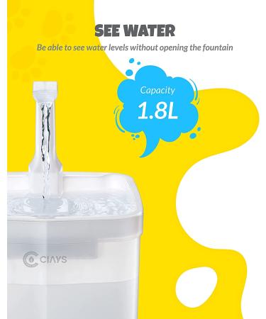 Ciays Automatic Cat Water Fountain 65oz/1.8L - White | Pet Fountain with 3 Replacement Filters for Cats, Dogs, Multiple Pets - Buy Online on GoSupps.com