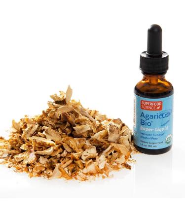 Agaricus Bio Super Liquid Organic Mushroom Supplement - 30ml Tincture with Beta Glucan for Immune Support | Agaricus Blazei Murill Extract for Mushroom Coffee and H2O - Buy Online on GoSupps.com