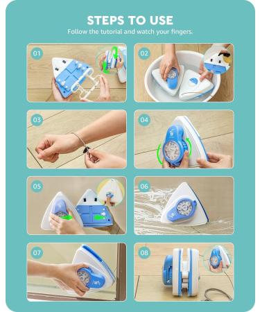 Baffect Anti-Pinch Double-sided Window Cleaner for Single & Double Glass Windows (3-30 mm) - Magnetic, Adjustable with Easy-grip Handle - Buy Online on GoSupps.com