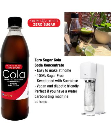 Aromhuset Zero Cola Soda Syrup Concentrate 500ml - Makes 12.5 Litres of Sugar-Free Soft Drink - Buy Online on GoSupps.com