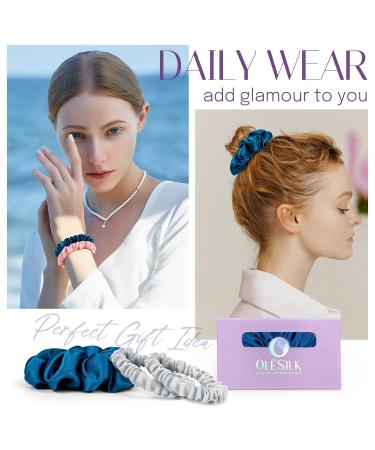 Osilk 3 Set 100% Silk Hair Ties - Small Scrunchy Hair Jewelry & Elastic Bands in Punch Blue | Premium Hair Accessories - International Shipping Available - Buy Online on GoSupps.com