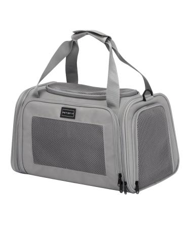 PetSfit TransportBox cat dog foldable carrying bag dog bag for cat small dog portable dog flight bag travel bag for dogs with shoulder strap and expandable bed performance gray s gray