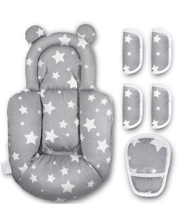 Infant Insert Compatible with 4moms mamaroo & Graco,Include 5 Pcs Strap Pad, Head and Body Support Insert Cushion for Newborn to Toddler,Works for 3 to 5-Point Harness Systems ,Grey
