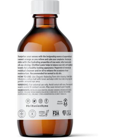 Buy Brittanie's Thyme Organic Witch Hazel Facial Toner - 4 oz | Peppermint & Sweet Orange for Calm Skin | International Shipping Available - Buy Online on GoSupps.com