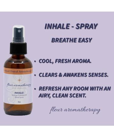 Inhale Synergistic Essential Oil Blend Spray 4oz Pre-Diluted 6 8% in Purified Water Clarifying & Refreshing Aromatherapy Mist Fleur Aromatherapy - Buy Online on GoSupps.com