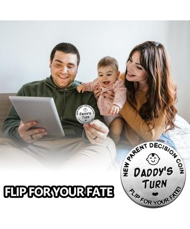 Family Decision Coin for New Parents - Fun Mum Dad Baby Shower Gift - Stainless Steel Silver Flip Coin - Mother's Day, Birthday, Anniversary Present - Buy Online on GoSupps.com