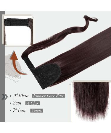 22-Inch Dark Brown Long Straight Ponytail Extension | Magic Paste Wrap Around | 110g Hair Extension - Perfect for Instant Glam - Buy Online on GoSupps.com